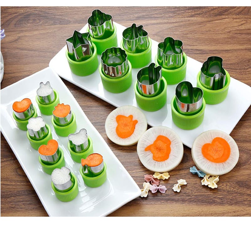 IELEK 14 Pcs Fruit Vegetable Cookie Cutters Shapes Sets Stainless Steel Food Mini Pie Cookie Stamps Mold for Kids Baking,Bento Box and Decorating Tools - Image 3